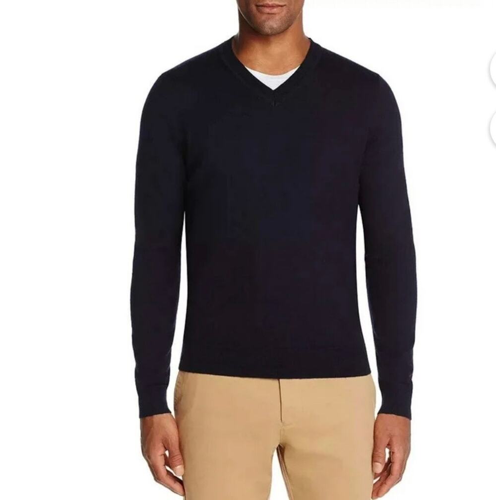 Hart Schaffner Marx Deep Navy Blue Merino Wool Sweater 2XB